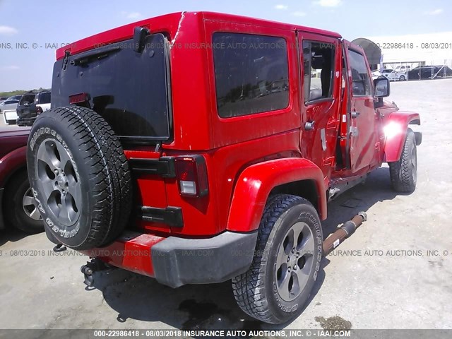 1C4BJWEGXGL305030 - 2016 JEEP WRANGLER UNLIMITE SAHARA RED photo 4