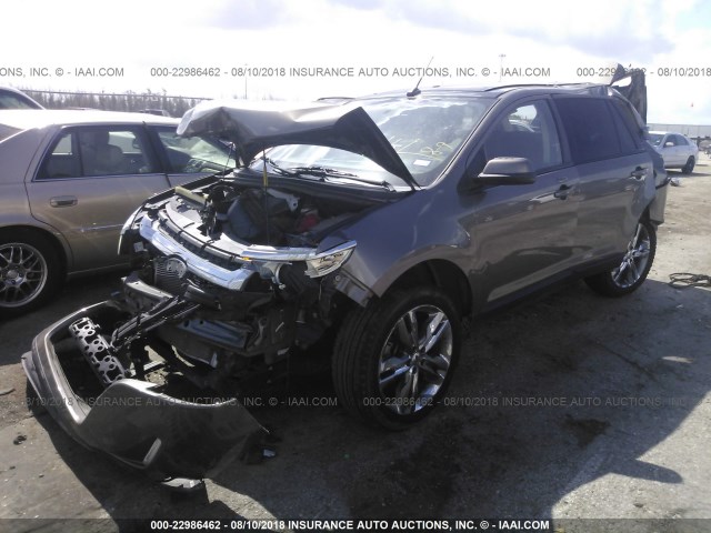 2FMDK3JC1DBB01764 - 2013 FORD EDGE SEL GRAY photo 2