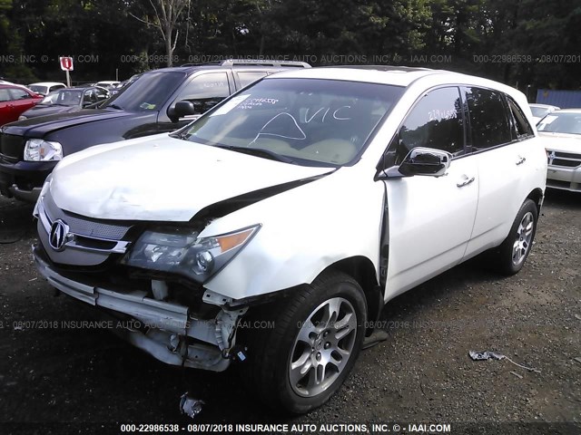 2HNYD28218H502039 - 2008 ACURA MDX WHITE photo 2