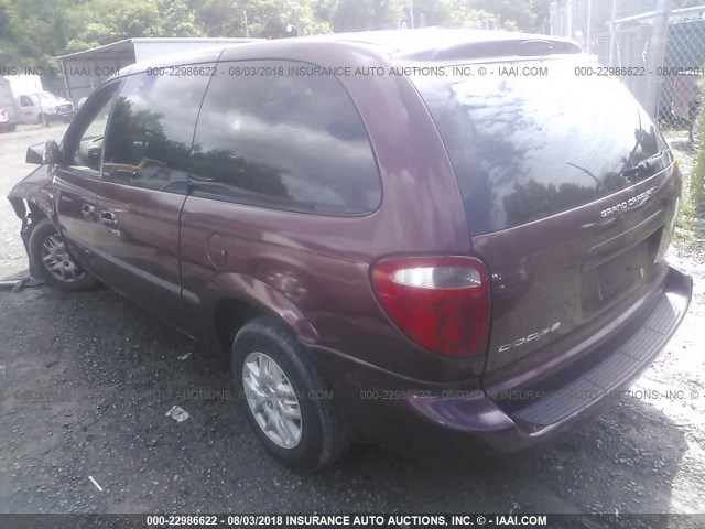 2B4GP44352R789533 - 2002 DODGE GRAND CARAVAN SPORT MAROON photo 3