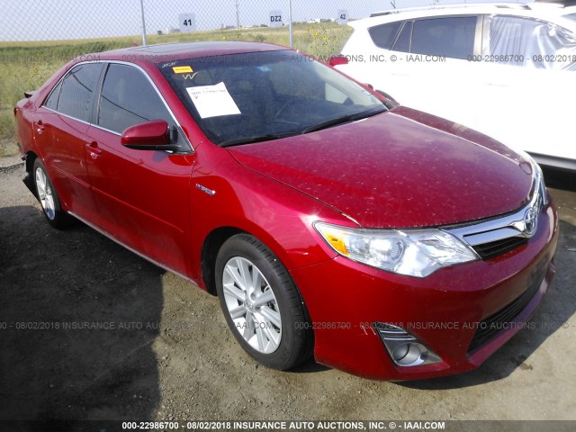 4T1BD1FK7EU128677 - 2014 TOYOTA CAMRY HYBRID/LE/XLE RED photo 1