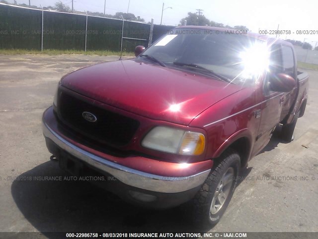 1FTRW08L53KD83799 - 2003 FORD F150 SUPERCREW MAROON photo 2