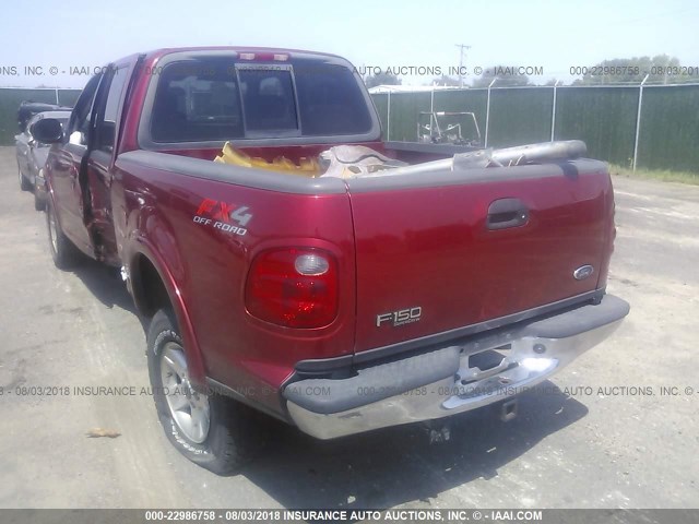 1FTRW08L53KD83799 - 2003 FORD F150 SUPERCREW MAROON photo 3