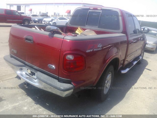 1FTRW08L53KD83799 - 2003 FORD F150 SUPERCREW MAROON photo 4