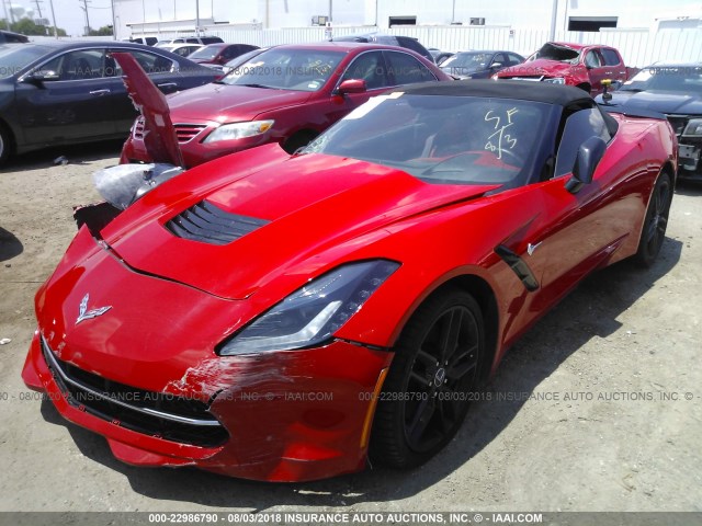 1G1YM3D76E5134532 - 2014 CHEVROLET CORVETTE STINGRAY/3LT/Z51 RED photo 2