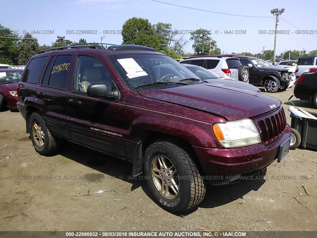 1J4GW68N2XC628788 - 1999 JEEP GRAND CHEROKEE LIMITED MAROON photo 1