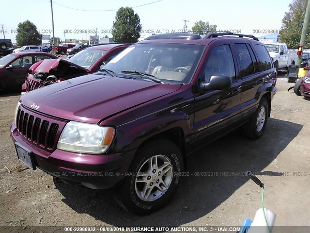 1J4GW68N2XC628788 - 1999 JEEP GRAND CHEROKEE LIMITED MAROON photo 2