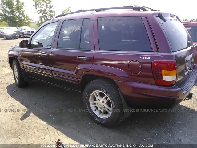 1J4GW68N2XC628788 - 1999 JEEP GRAND CHEROKEE LIMITED MAROON photo 3