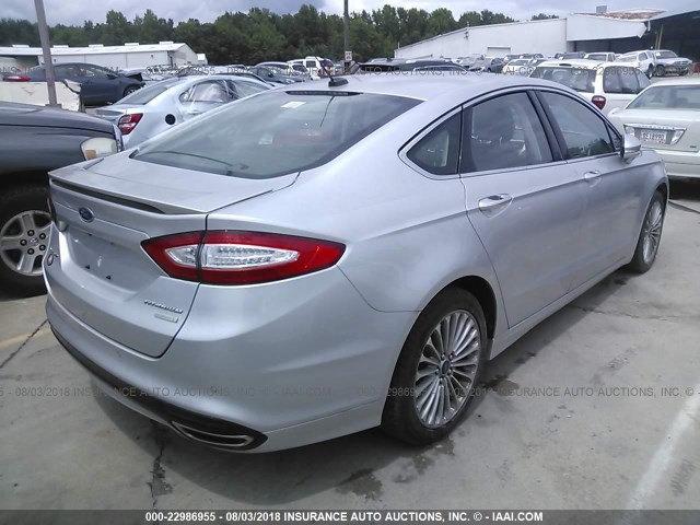 3FA6P0K9XER277365 - 2014 FORD FUSION TITANIUM SILVER photo 4