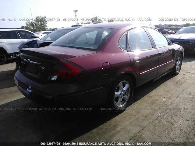 1FAFP53293G159858 - 2003 FORD TAURUS SE RED photo 4