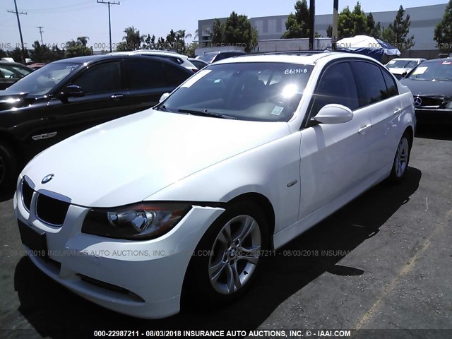 WBAVC53598FZ83204 - 2008 BMW 328 I SULEV WHITE photo 2