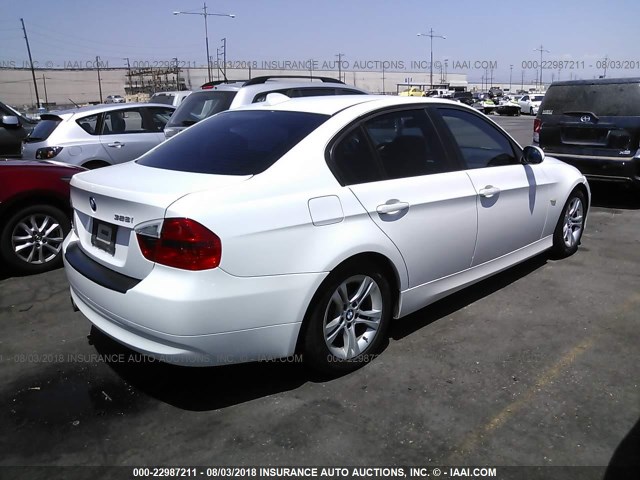 WBAVC53598FZ83204 - 2008 BMW 328 I SULEV WHITE photo 4