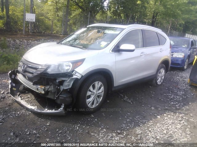 2HKRM4H75DH634093 - 2013 HONDA CR-V EXL SILVER photo 2