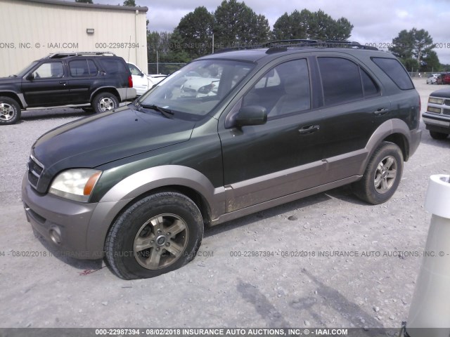 KNDJD733135116676 - 2003 KIA SORENTO EX/LX GREEN photo 2