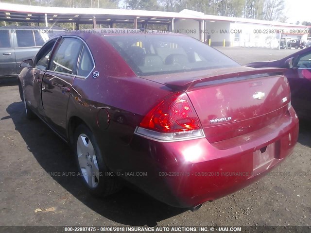 2G1WD58C089151182 - 2008 CHEVROLET IMPALA SUPER SPORT RED photo 3