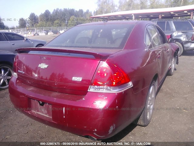 2G1WD58C089151182 - 2008 CHEVROLET IMPALA SUPER SPORT RED photo 4