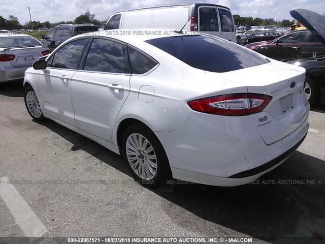 3FA6P0LU6GR264828 - 2016 FORD FUSION SE HYBRID WHITE photo 3