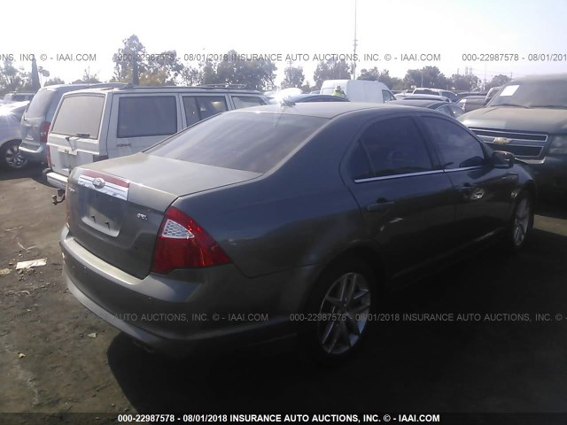 3FAHP0JA0BR145229 - 2011 FORD FUSION SEL GRAY photo 4