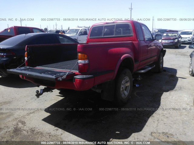 5TESN92N12Z898215 - 2002 TOYOTA TACOMA XTRACAB PRERUNNER წითელი ფოტო 4