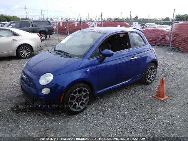 3C3CFFBRXCT366361 - 2012 FIAT 500 SPORT BLUE photo 2