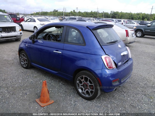 3C3CFFBRXCT366361 - 2012 FIAT 500 SPORT BLUE photo 3