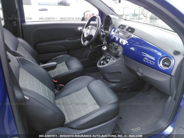 3C3CFFBRXCT366361 - 2012 FIAT 500 SPORT BLUE photo 5