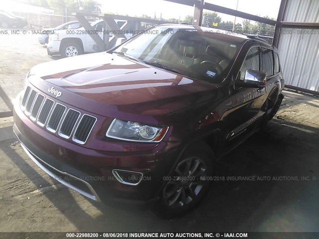 1C4RJFBG4EC215629 - 2014 JEEP GRAND CHEROKEE LIMITED RED photo 2