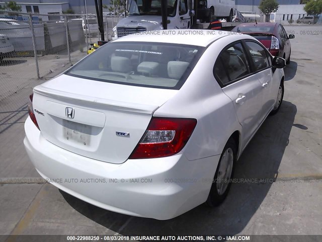 2HGFB2F68CH553587 - 2012 HONDA CIVIC HF WHITE photo 4