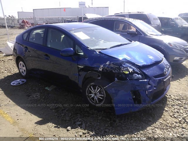 JTDKN3DU6A0176027 - 2010 TOYOTA PRIUS BLUE photo 1