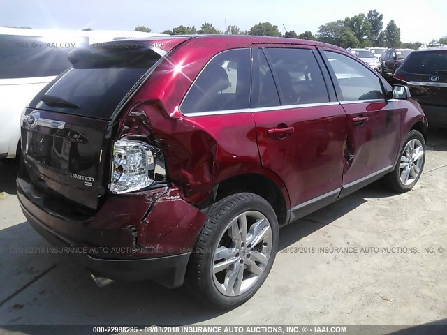 2FMDK4KC2DBA90259 - 2013 FORD EDGE LIMITED RED photo 4