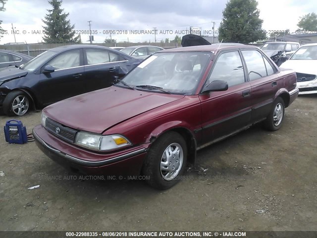 1NXAE94A8MZ249461 - 1991 TOYOTA COROLLA DLX BURGUNDY photo 2