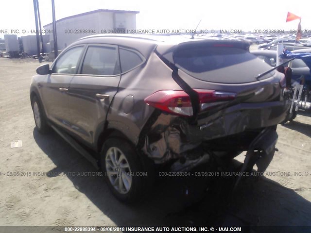 KM8J33A49HU484930 - 2017 HYUNDAI TUCSON LIMITED/SPORT AND ECO/SE BROWN photo 3