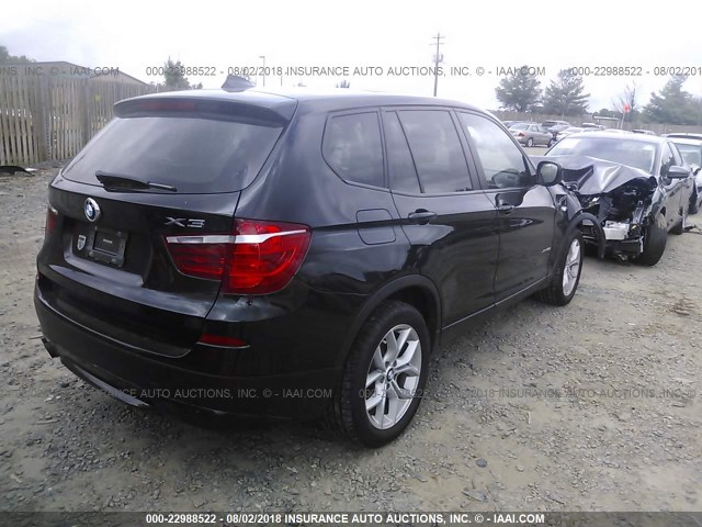 5UXWX7C53E0E77570 - 2014 BMW X3 XDRIVE35I BLACK photo 4