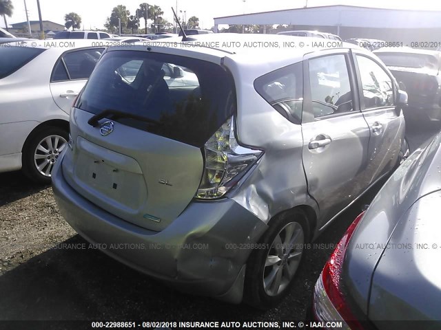 3N1CE2CP0EL427193 - 2014 NISSAN VERSA NOTE S/S PLUS/SV/SL SILVER photo 4