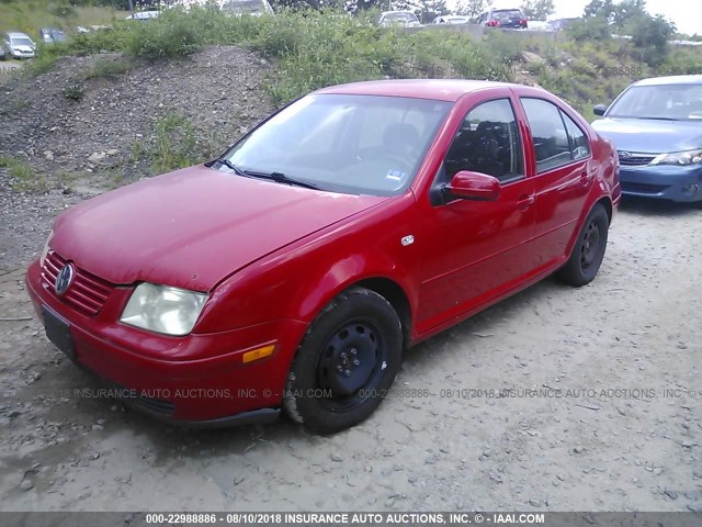 3VWSC29MXXM042293 - 1999 VOLKSWAGEN JETTA GLS RED photo 2