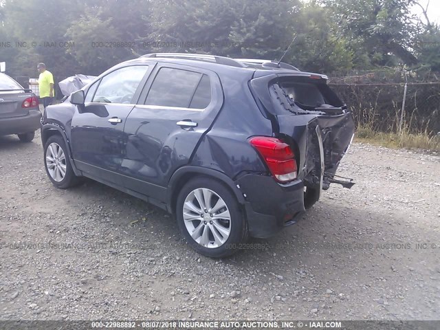 3GNCJRSB0JL290524 - 2018 CHEVROLET TRAX PREMIER BLUE photo 3