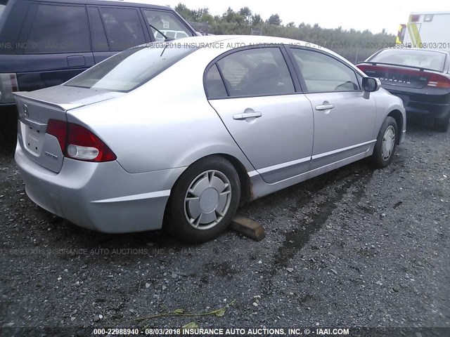 JHMFA36229S005699 - 2009 HONDA CIVIC HYBRID SILVER photo 4