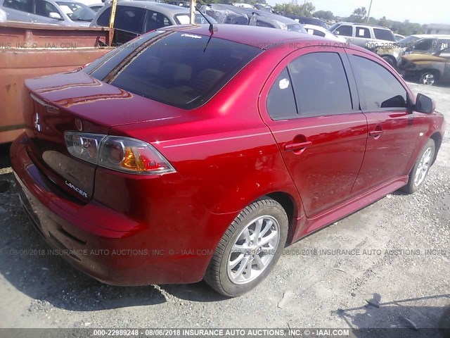 JA32U2FU8AU024364 - 2010 MITSUBISHI LANCER ES/ES SPORT MAROON photo 4