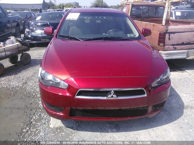 JA32U2FU8AU024364 - 2010 MITSUBISHI LANCER ES/ES SPORT MAROON photo 6