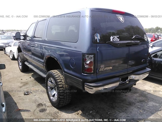 1FMNU41S52EB41942 - 2002 FORD EXCURSION XLT BLUE photo 3