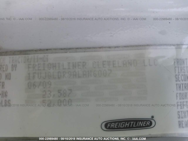 1FUJGLDR9ALAN6007 - 2010 FREIGHTLINER CASCADIA 125  WHITE photo 10