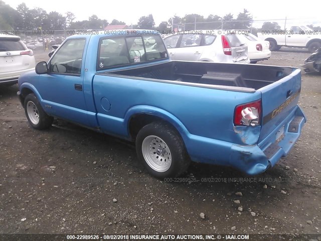 1GCCS14Z9S8157035 - 1995 CHEVROLET S TRUCK S10 BLUE photo 3