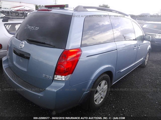 5N1BV28U74N354129 - 2004 NISSAN QUEST S/SE/SL Light Blue photo 4