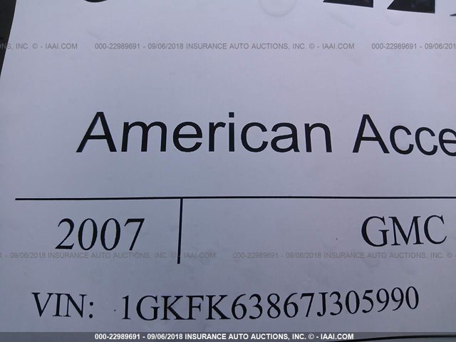 1GKFK63867J305990 - 2007 GMC YUKON DENALI TAN photo 9