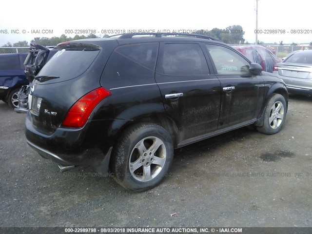 JN8AZ08W35W416958 - 2005 NISSAN MURANO SL/SE/S BLACK photo 4