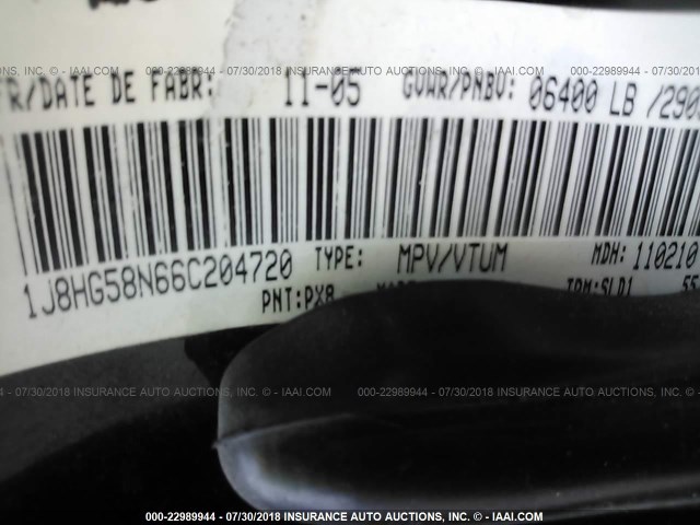 1J8HG58N66C204720 - 2006 JEEP COMMANDER LIMITED 黑色 照片 9