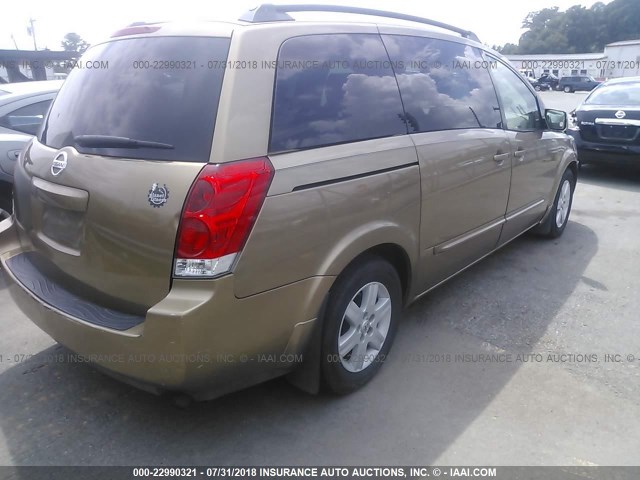 5N1BV28U04N329637 - 2004 NISSAN QUEST S/SE/SL GOLD photo 4