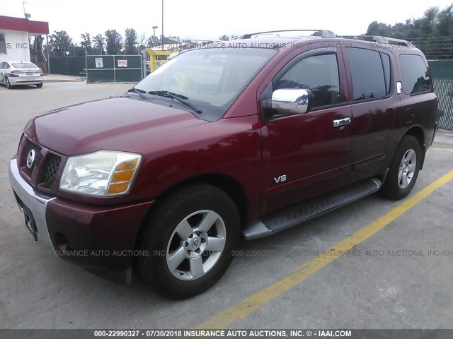 5N1AA08A45N733270 - 2005 NISSAN ARMADA BURGUNDY photo 2