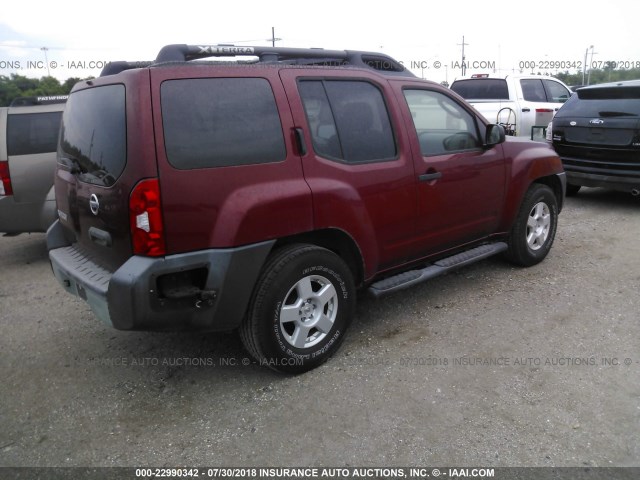 5N1AN08U67C530524 - 2007 NISSAN XTERRA OFF ROAD/S/SE MAROON photo 4