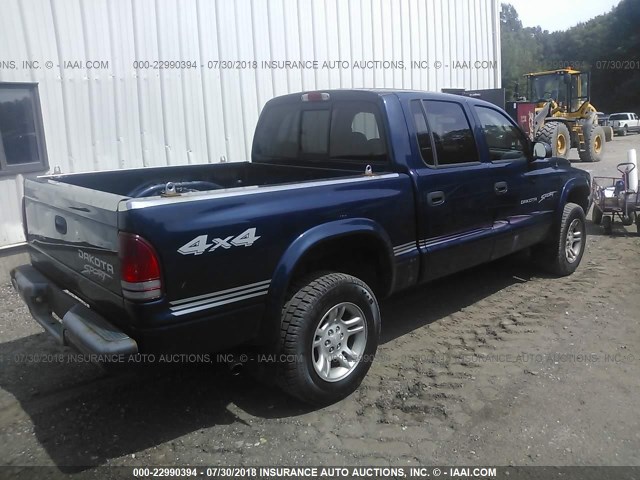 1D7HG38X83S239845 - 2003 DODGE DAKOTA QUAD SPORT BLUE photo 4